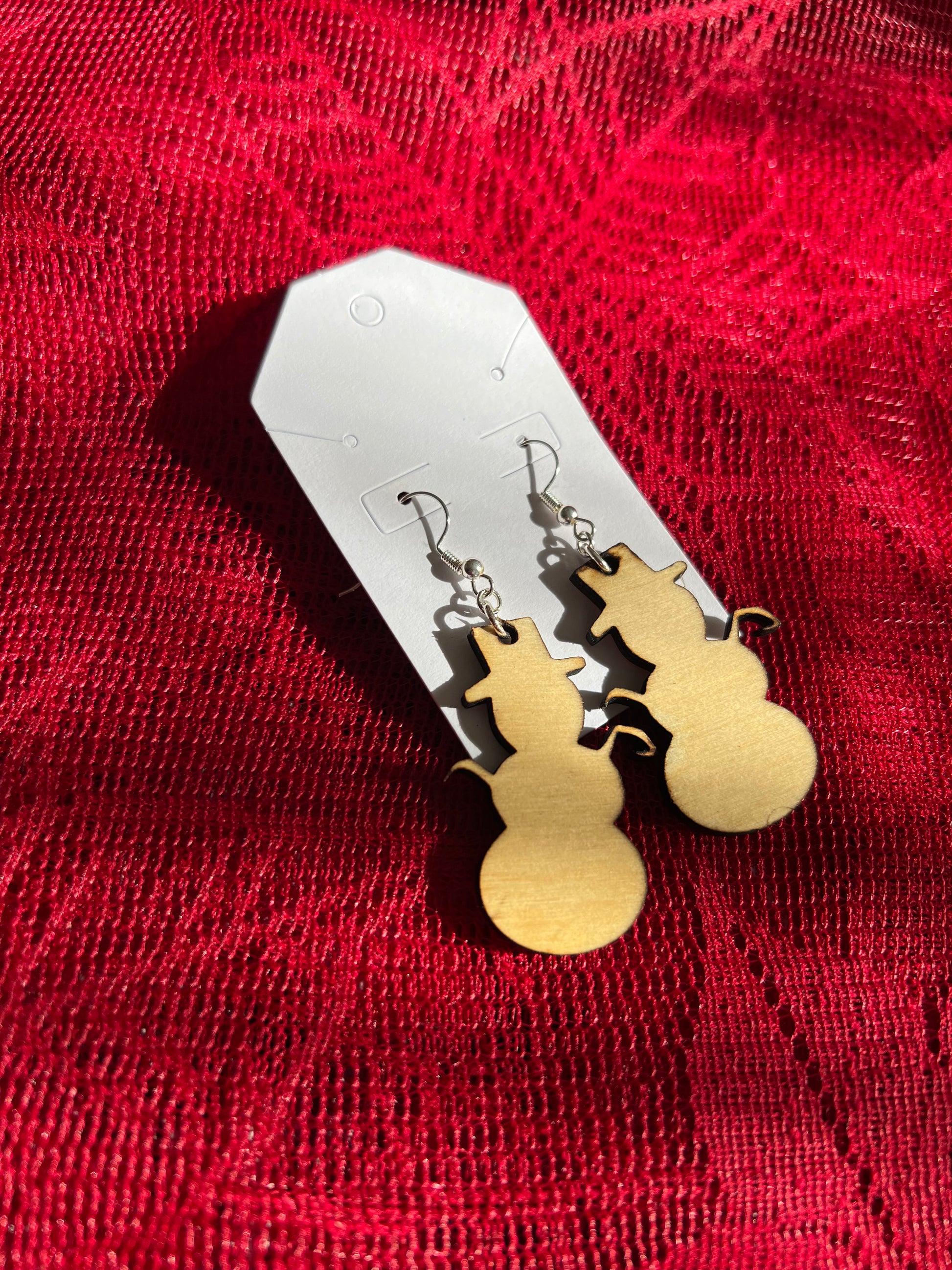 Snowman wooden earrings My Store