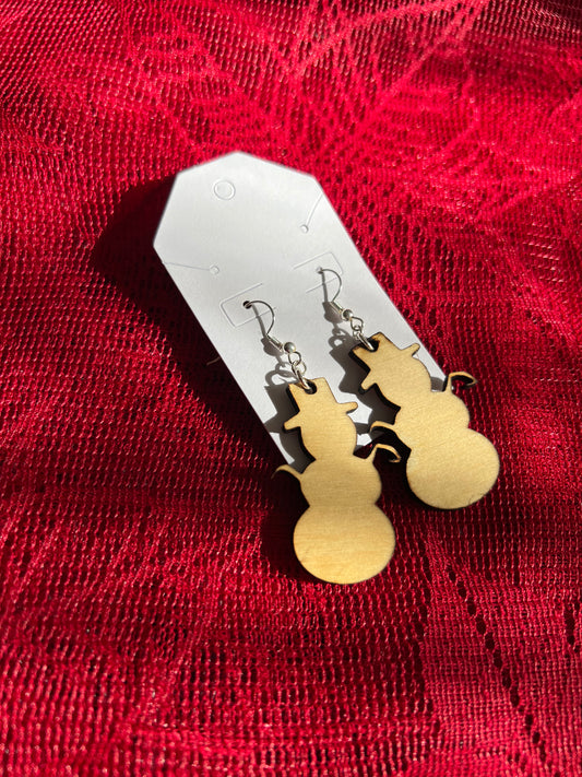 Snowman wooden earrings My Store