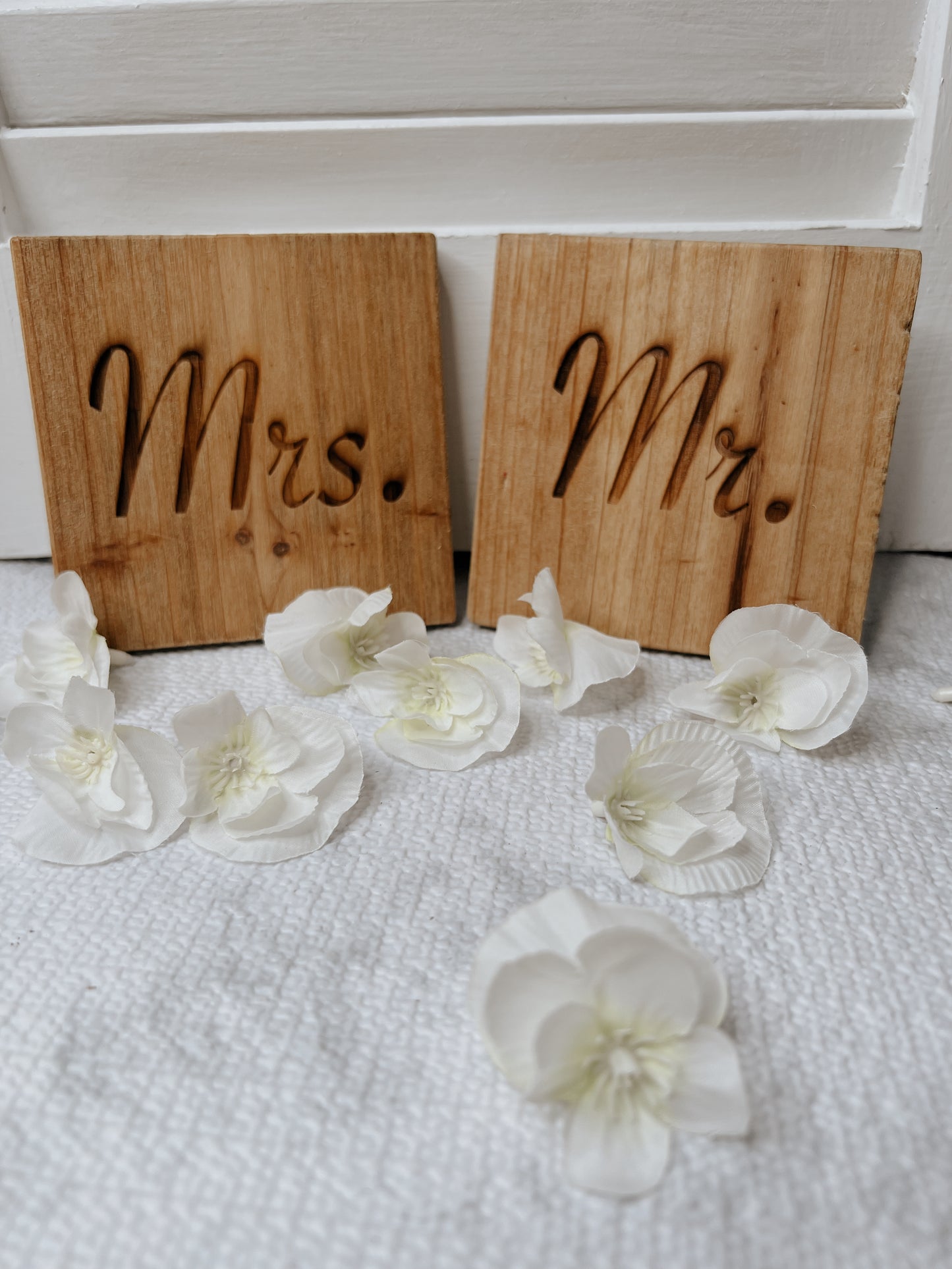 Mr & Mrs coasters Blazing Wood Creations
