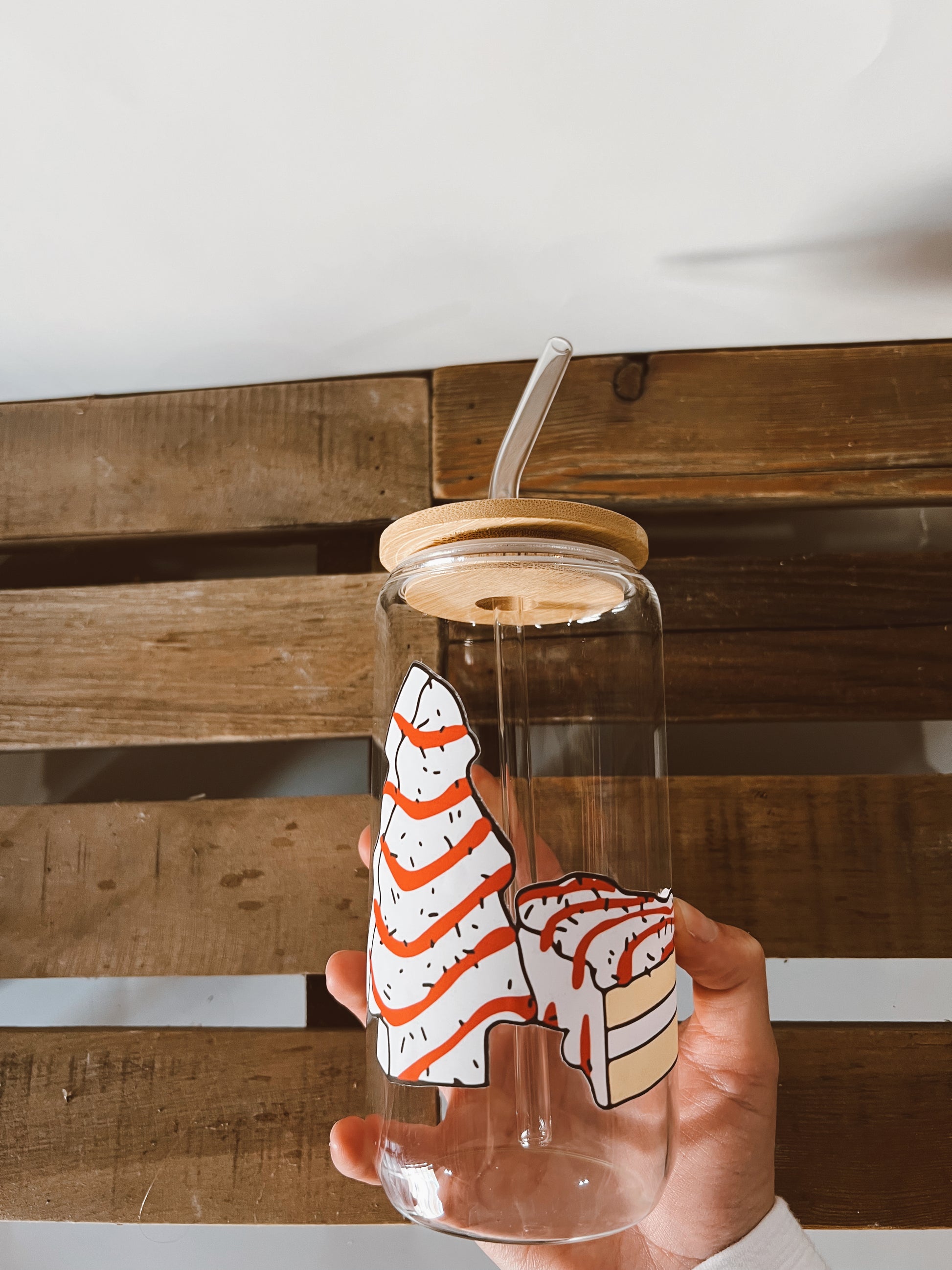Christmas tree cake glass cup Blazing Wood Creations