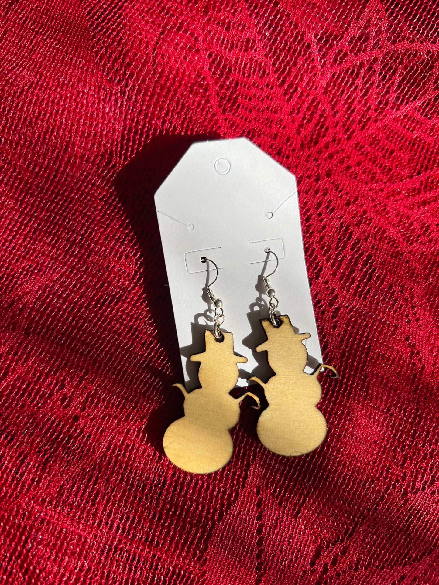 Snowman wooden earrings My Store