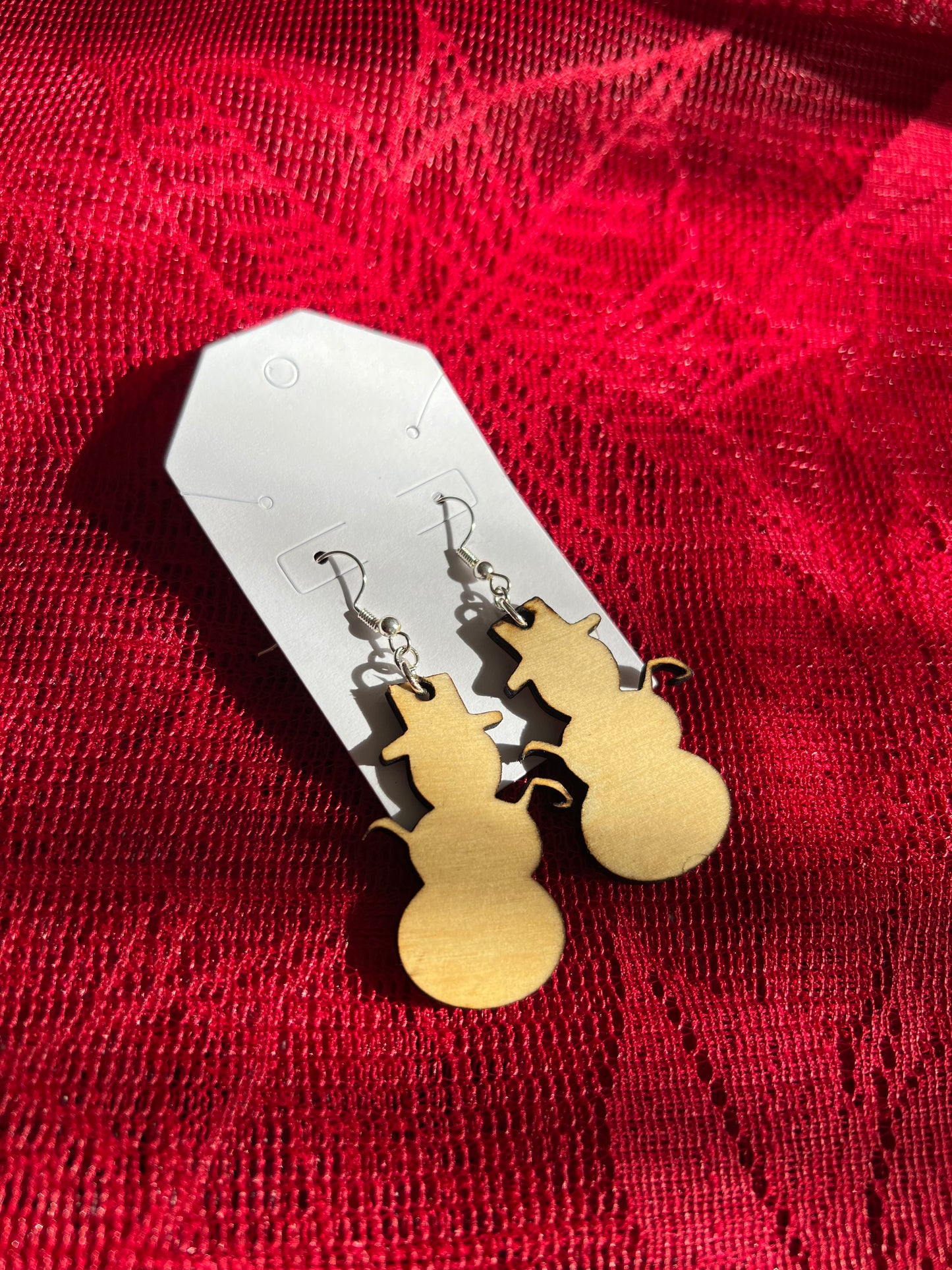 Snowman wooden earrings My Store