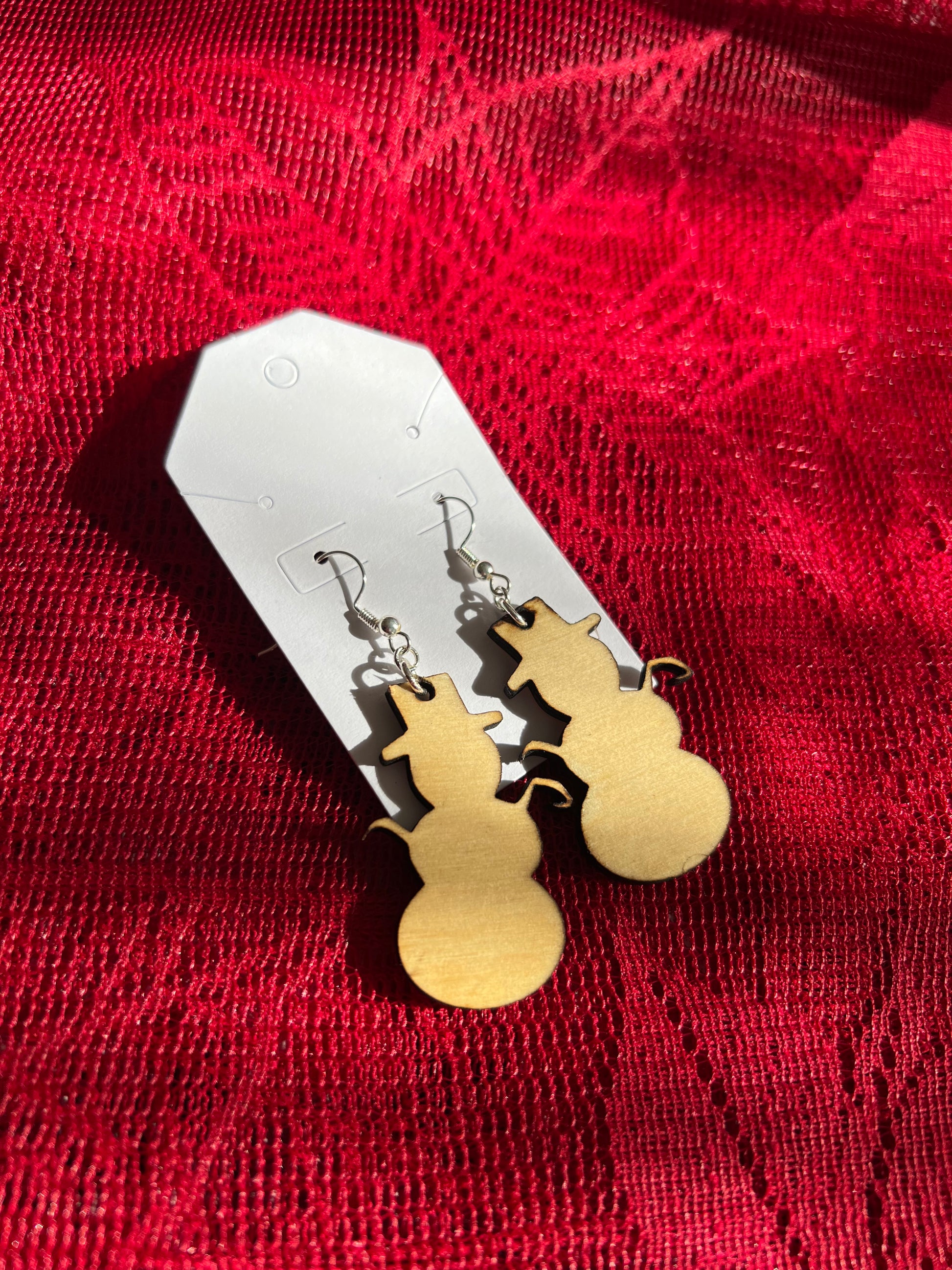 Snowman wooden earrings My Store