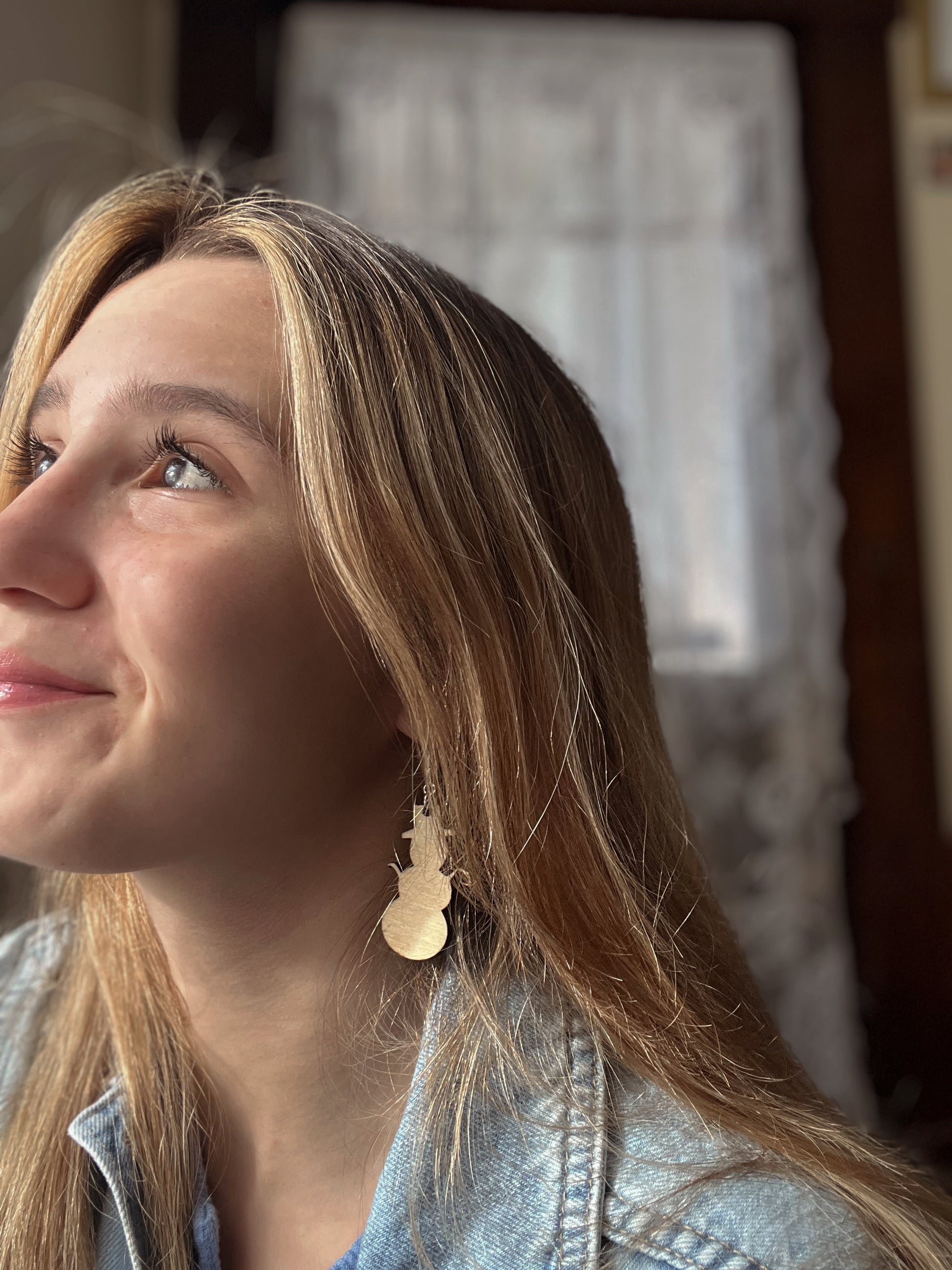 Snowman wooden earrings My Store