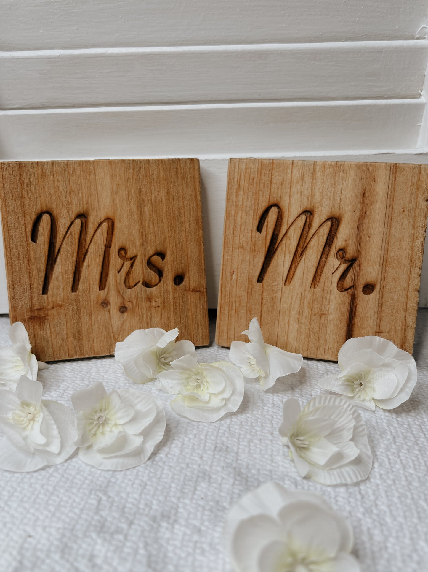 Mr & Mrs coasters Blazing Wood Creations