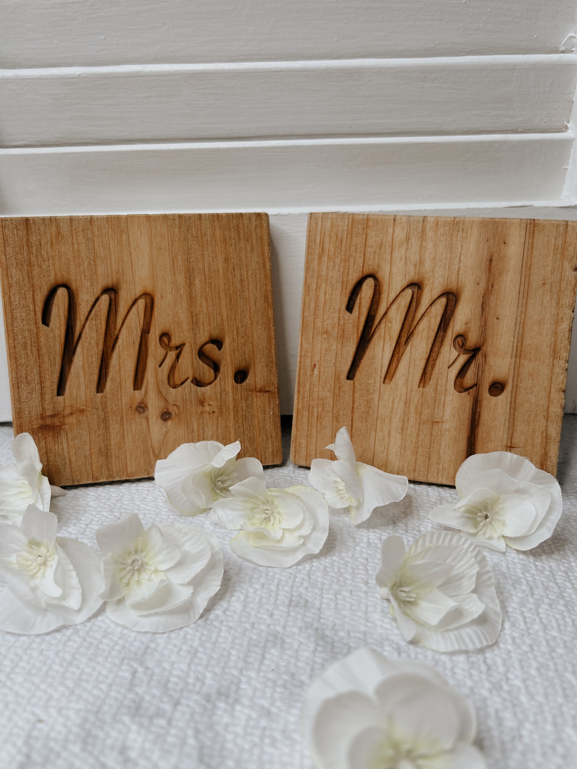Mr & Mrs coasters Blazing Wood Creations