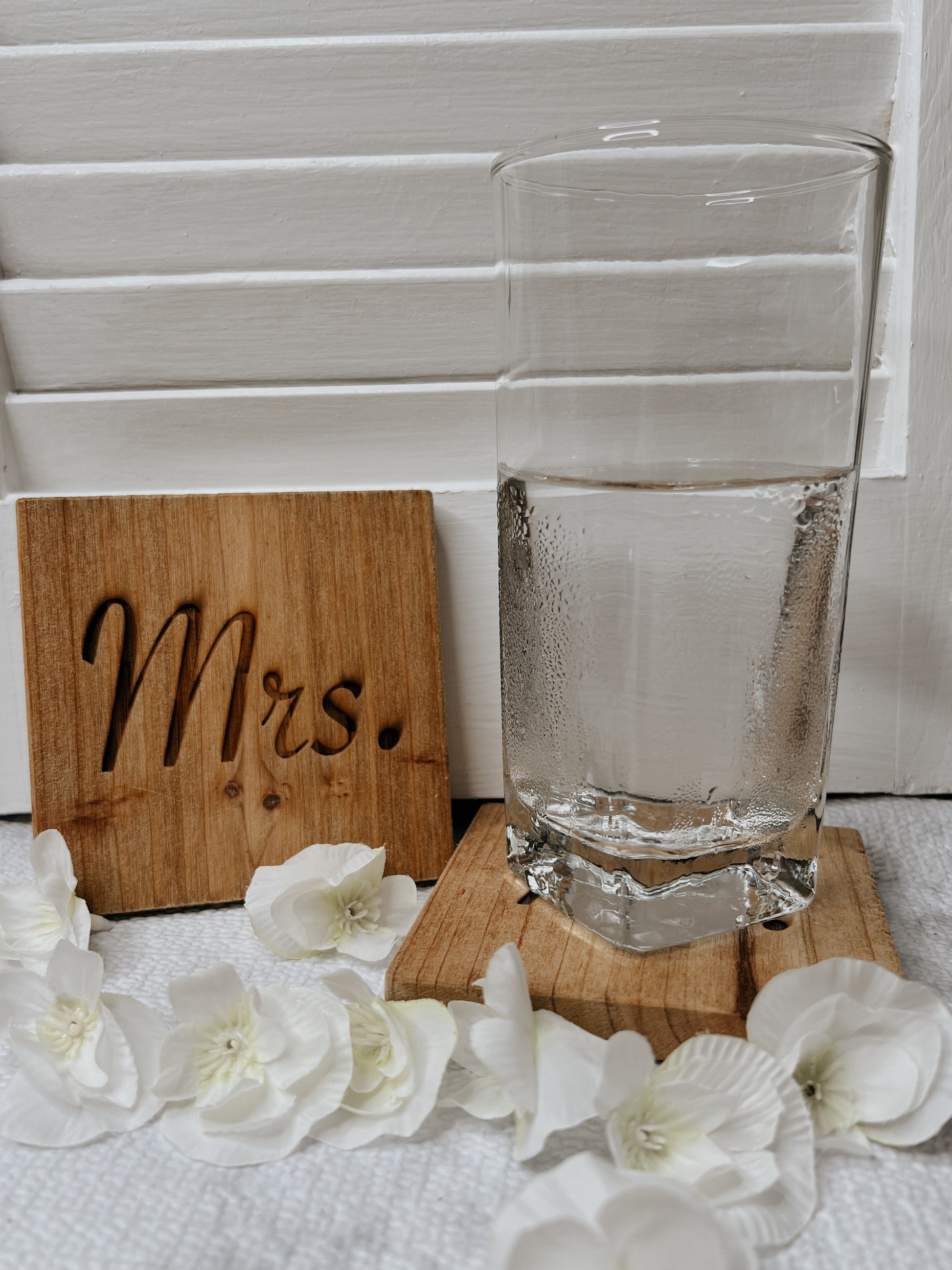 Mr & Mrs coasters Blazing Wood Creations