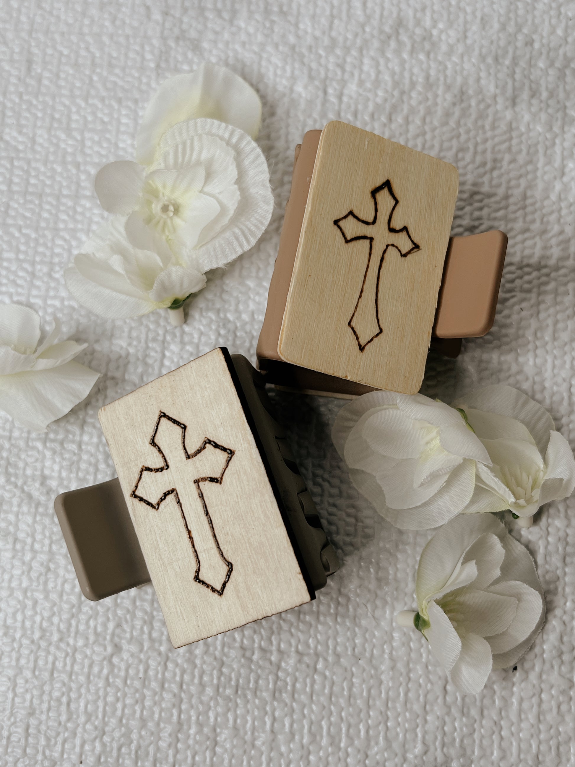 Cross design wooden hair clip My Store