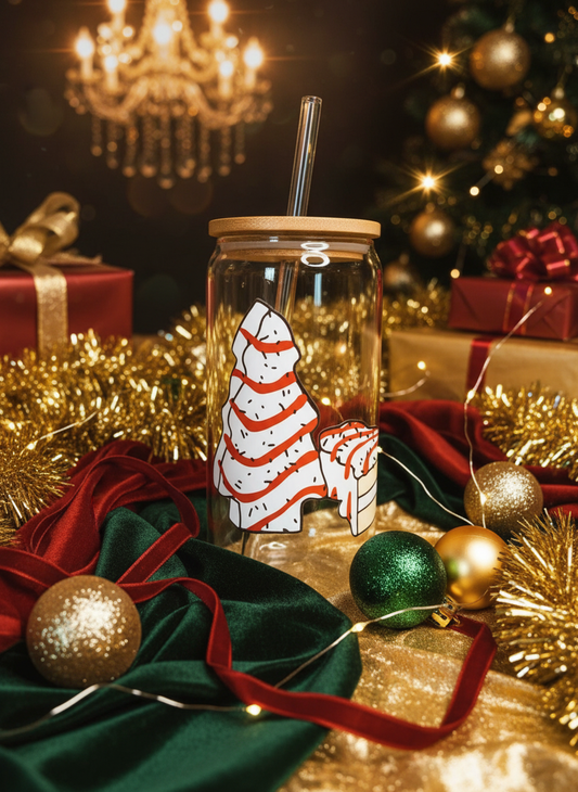Christmas tree cake glass cup Blazing Wood Creations