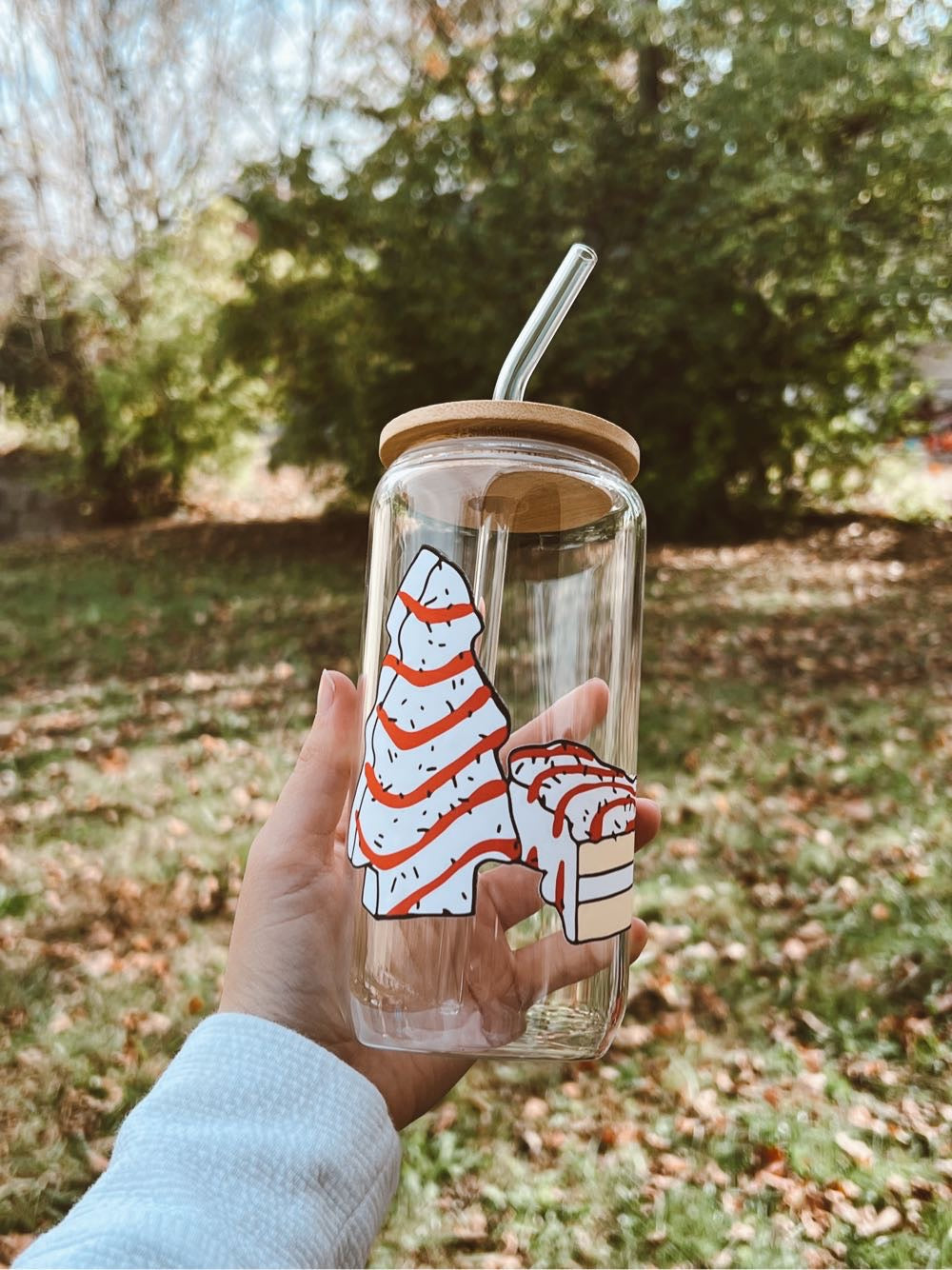 Christmas tree cake glass cup Blazing Wood Creations