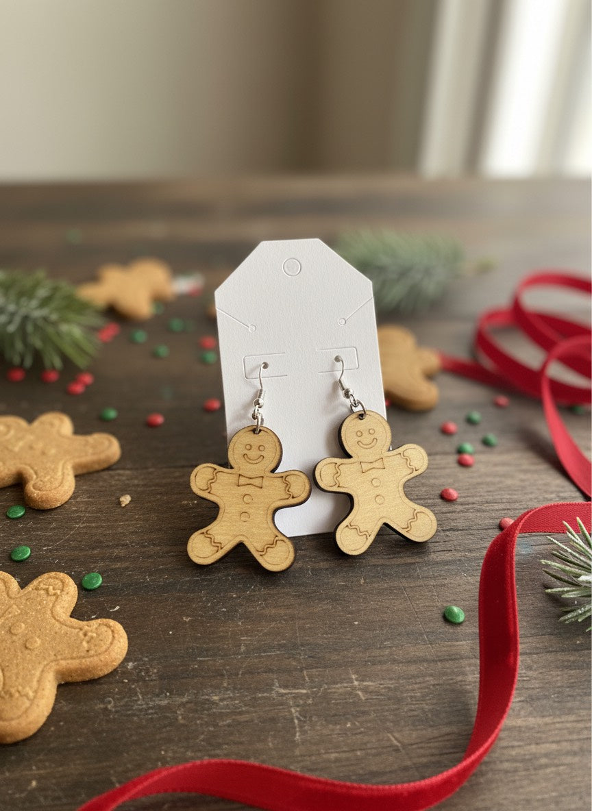 Snowman wooden earrings My Store