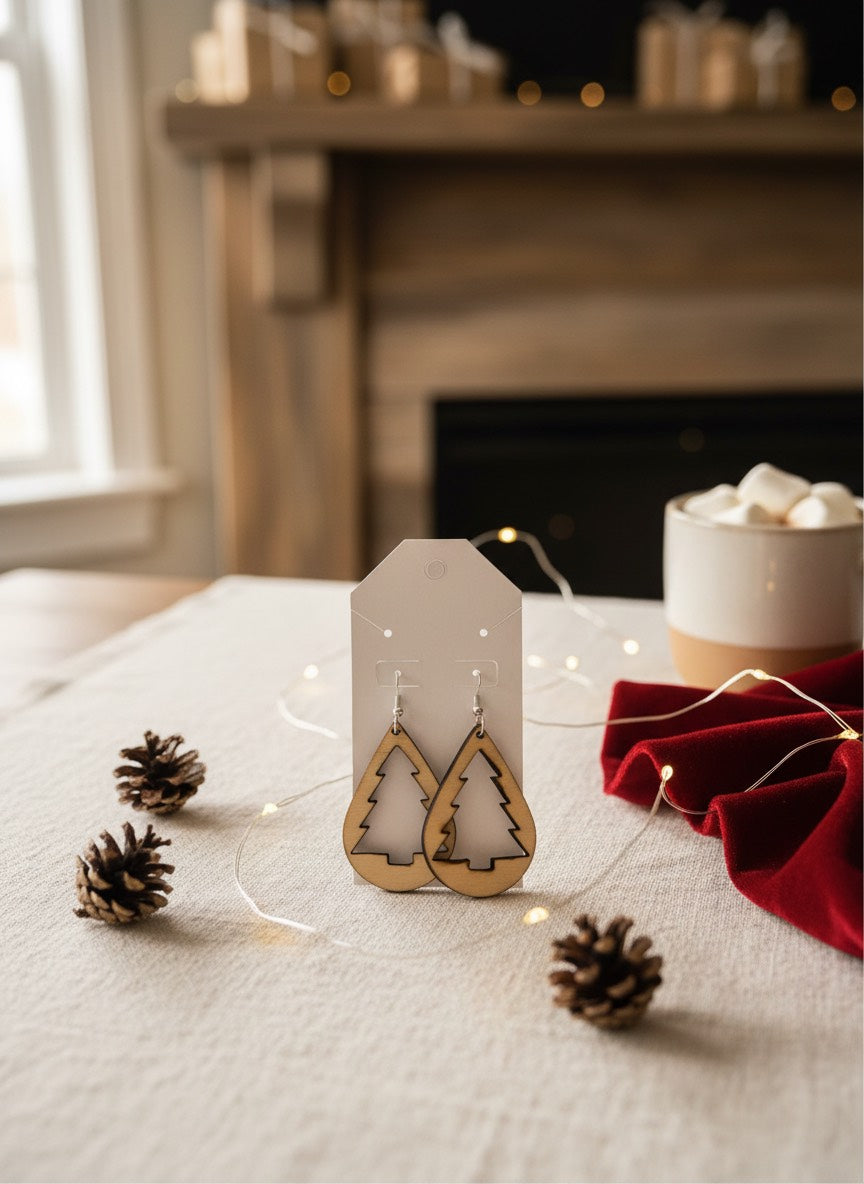 Christmas tree cutout earrings My Store