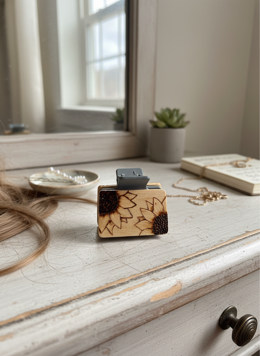 Floral wooden hair clips My Store