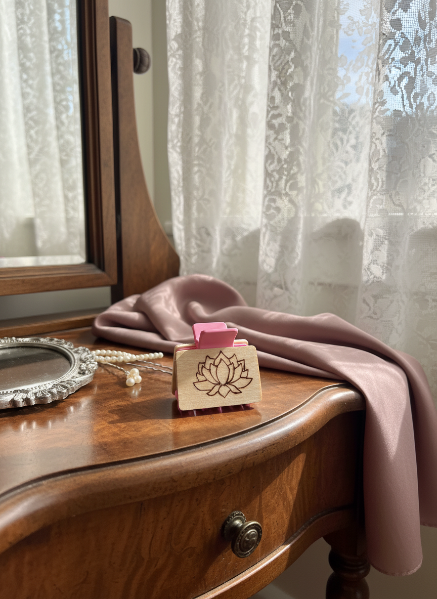 Floral wooden hair clips My Store