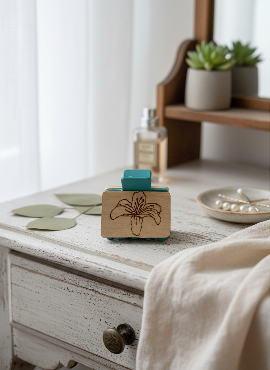 Floral wooden hair clips My Store